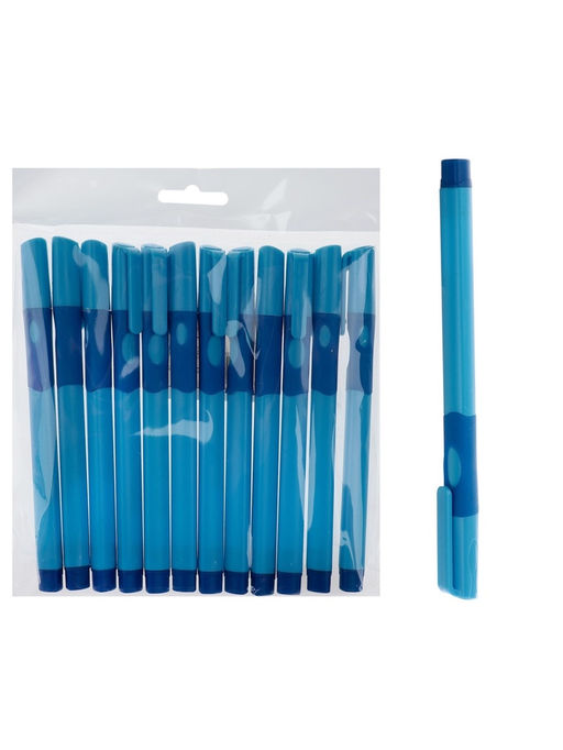 Цена за 12 шт. Ручка шариковая 0.7 мм, стержень синий, корпус синий с резиновым держателем, для правшей (цена за 1 штуку) - Calligrata фото 7