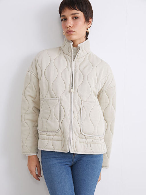 Dik Yaka Kapitone Oversize Kad?n Mont
