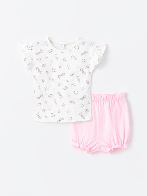 Bisiklet Yaka K?z Bebek ?ortlu Pijama Tak?m?