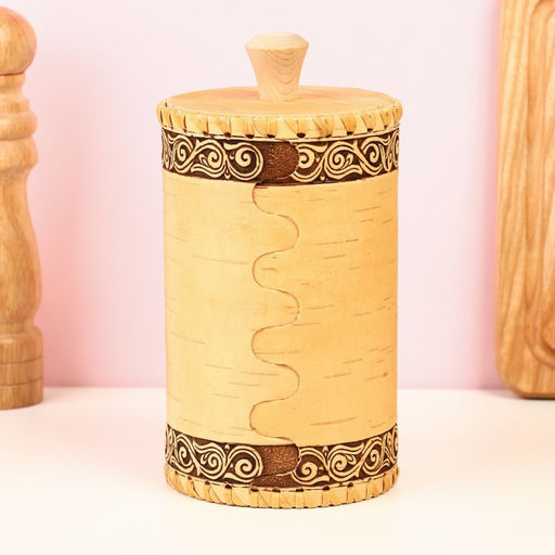 Туес «Пионы», 10.5×20 см, береста