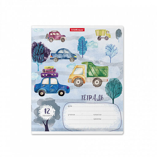 Цена за 280 шт. Тетрадь школьная ученическая ErichKrause Автопарк, 12 листов, линейка (в плёнке по 10 шт.) фото 4