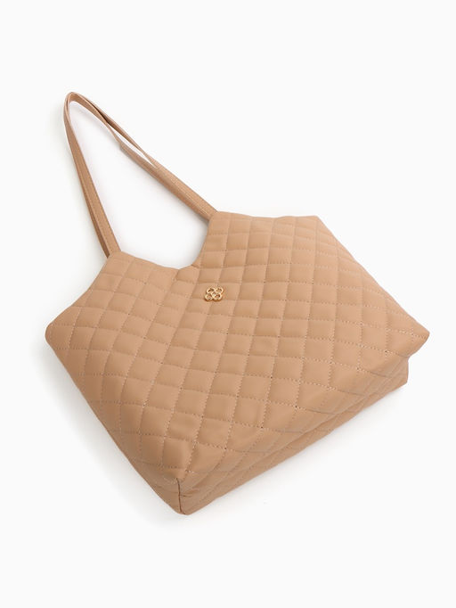 Сумка - шоппер женская на магните, 30×9×29 см, бежевая