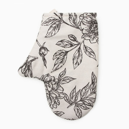Варежка - прихватка «Этель» Black flowers, 20×27 см, 100% хлопок, саржа 190 г/м²