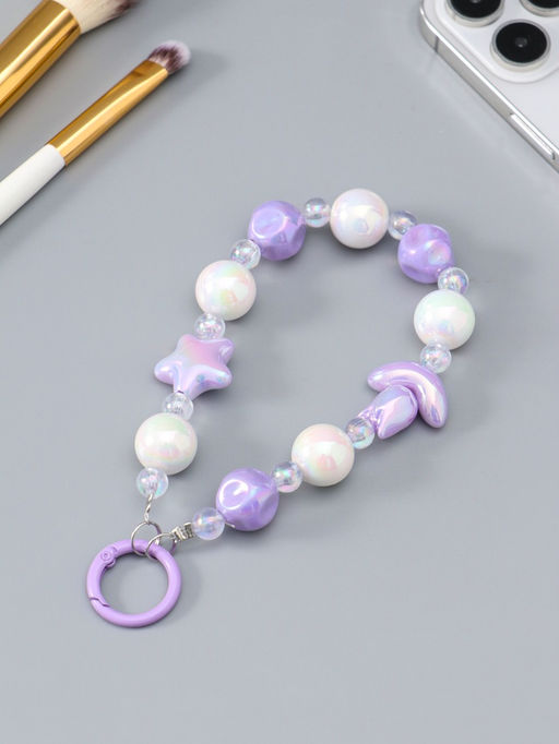 Брелок на карабине "Тюльпаны и звёзды" сиренево-перламутровый 11х4х1,5 см