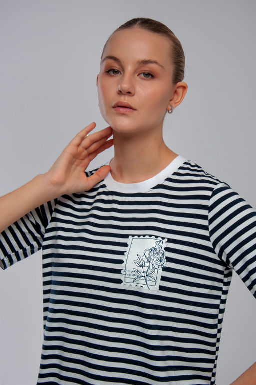 Арт. 3662 Футболка женская 42-50 (5 шт) Цвет:Синий,белый - Калинка фото 5