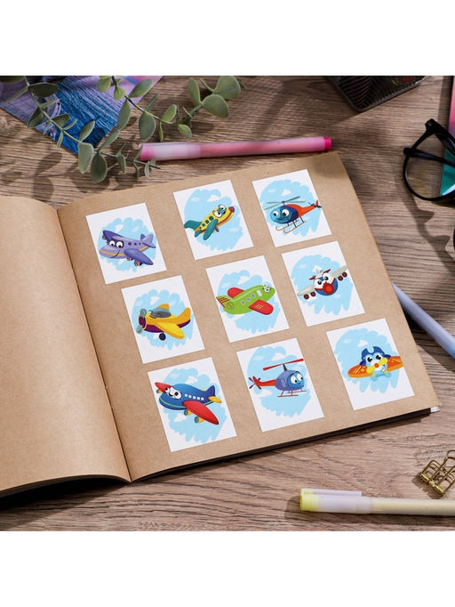 Цена за 10 шт. Наклейки детские бумажные «Самолетики», c раскраской на обороте, 10 х 14 см