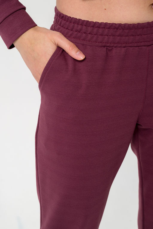 Костюм женский из худи и брюк из футера Кроссфит-2 брусника