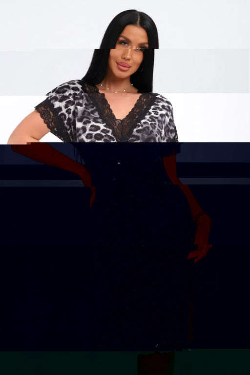 Туника женская из вискозы из вискозы Олеся серый леопард