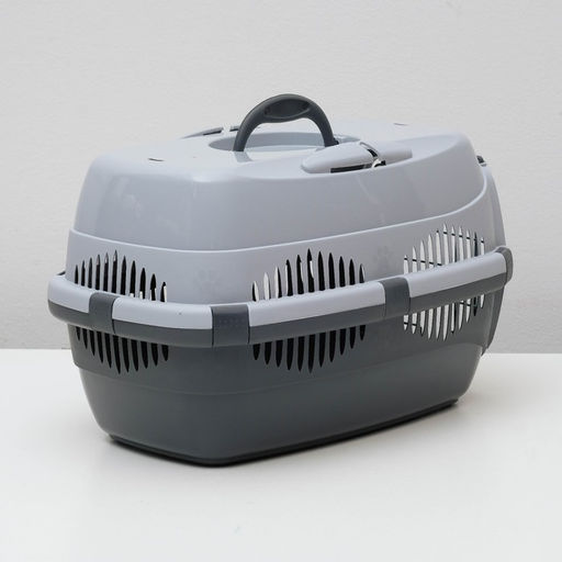 Переноска для животных до 9 кг Пижон, металлическая дверь, 43 х 29 х 27,5 см, серая  фото 3