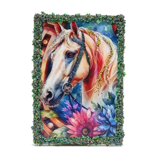 Магнит Конь в подкове  с каменной крошкой 70*95мм