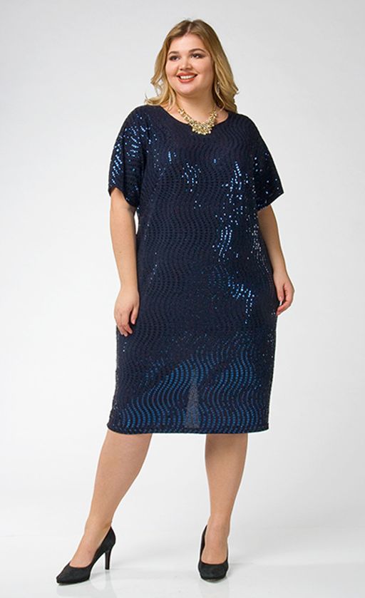 Роскошное женское платье свободного силуэта из трикотажа с пайетками - Ckc collections фото 2