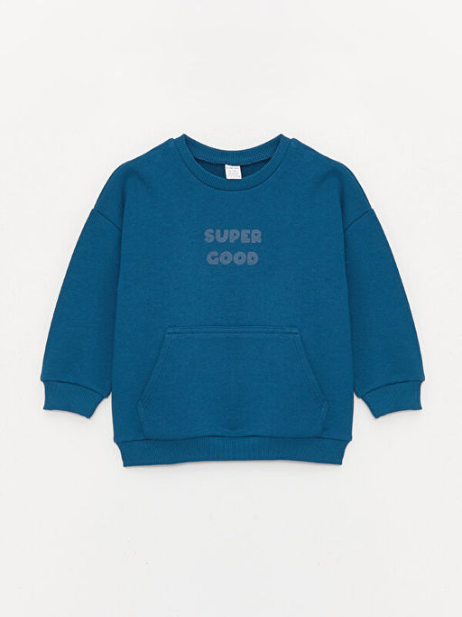Bisiklet Yaka Uzun Kollu Bask?l? Erkek Bebek Sweatshirt ve E?ofman Alt? 2li Tak?m - Waikiki фото 2