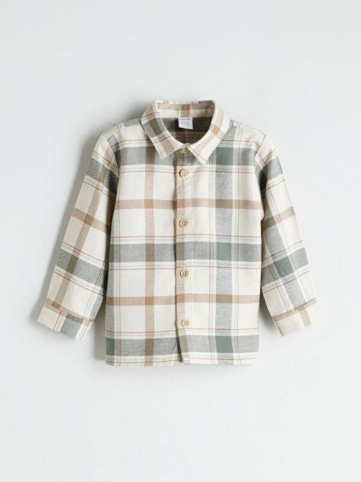 Uzun Kollu Ekose Desenli Erkek Bebek G?mlek