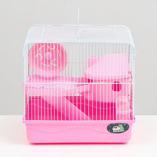 Клетка для грызунов Пижон, двухэтажная с наполнением 31 х 24 х 29 см, розовая  фото 2