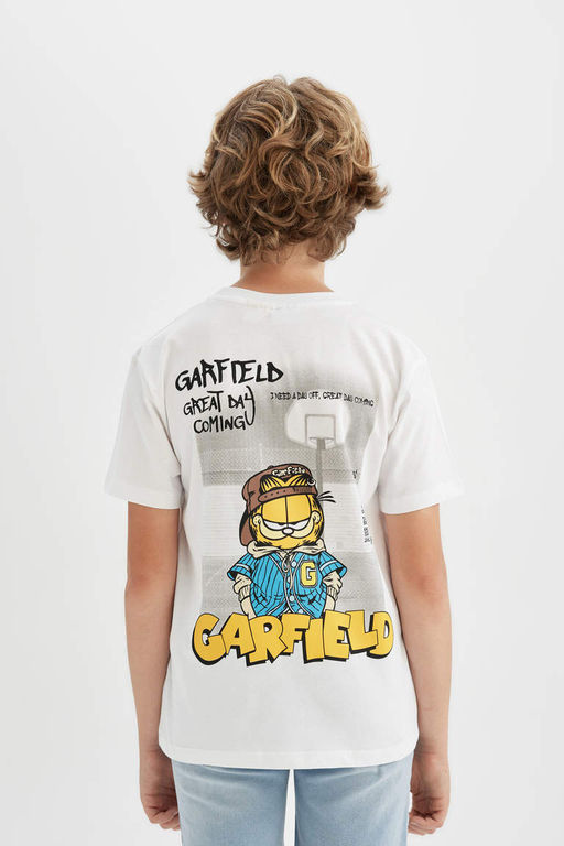 Футболка с короткими рукавами и круглым вырезом Garfield для мальчиков - Defacto фото 7