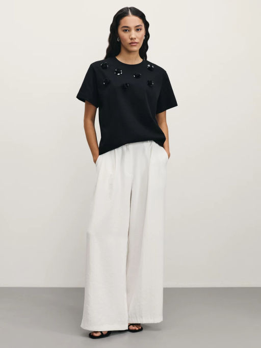 Футболка с аппликацией в виде цветов / Zarina  фото 2