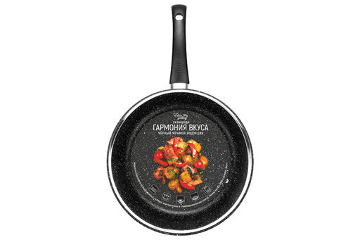 Сковорода глубокая 28 см ГАРМОНИЯ ВКУСА Черный мрамор ИНДУКЦИЯ, С КР. ф28, н/р, 48*29*12,5 см - Elan gallery фото 12