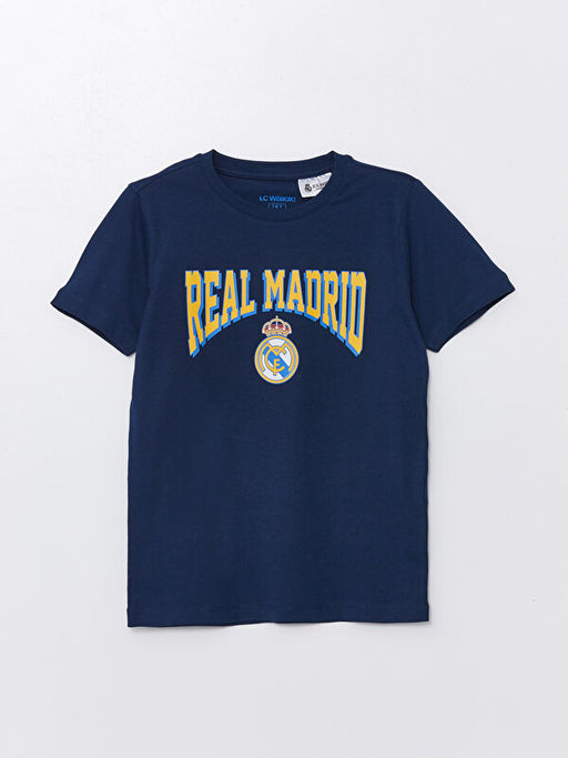 Bisiklet Yaka Real Madrid Bask?l? Erkek ?ocuk ?ortlu Pijama Tak?m? - Waikiki фото 2