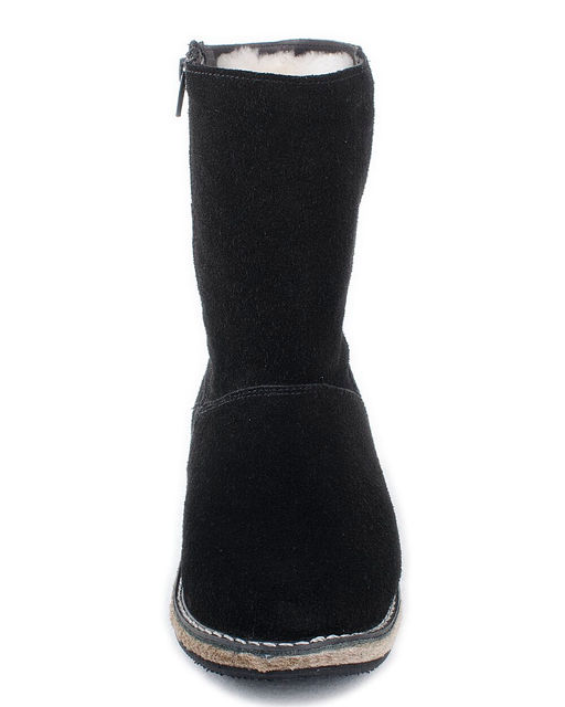 Полусапоги женские на войлочной подошве., Черные. Замша. Молния. Подклад овчина.