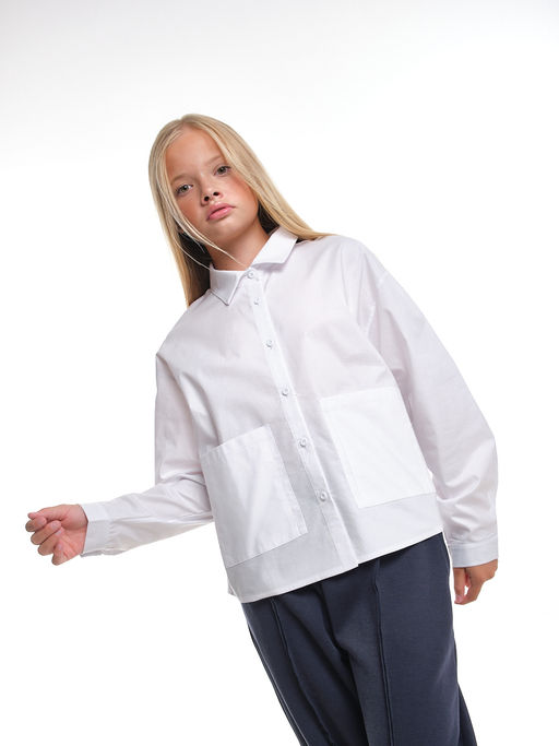 Рубашка белая для девочки в школу 22-7663 белый - Mini maxi фото 12