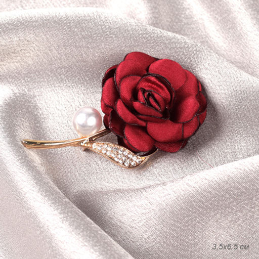 Брошь Роза 6,5 см / 3232 /уп 36/ с жемчугом/ - Галеонтрейд фото 2