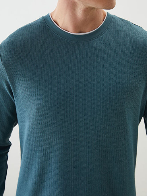 Bisiklet Yaka Uzun Kollu Erkek Sweatshirt