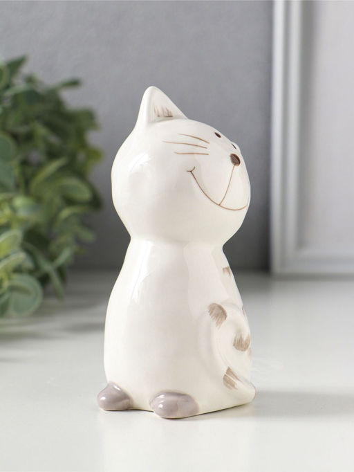 Сувенир керамика "Котейка белый полосатый" 6,5х5,3х11,2 см