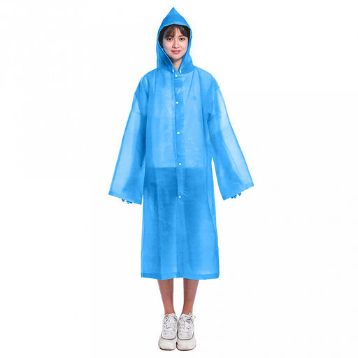 Дождевик-плащ 63х117см, на кнопках, EVA, цвета в ассортименте: голубой; фиолетовый, в п/эт пакете (Китай)