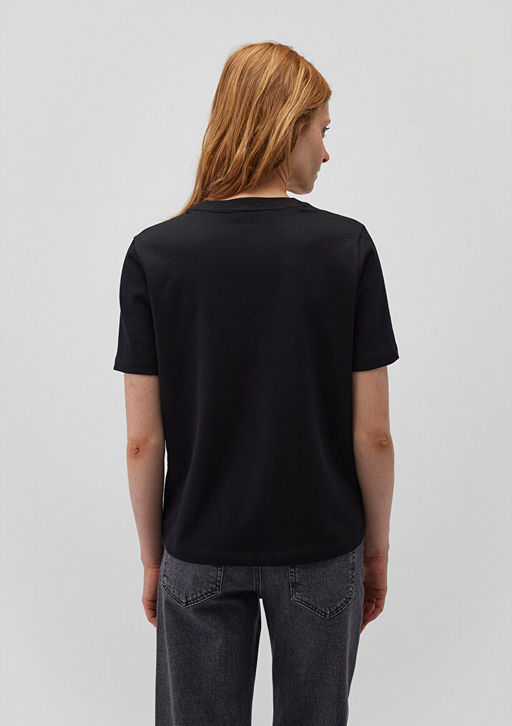 Siyah Basic Tisort - Mavi фото 4