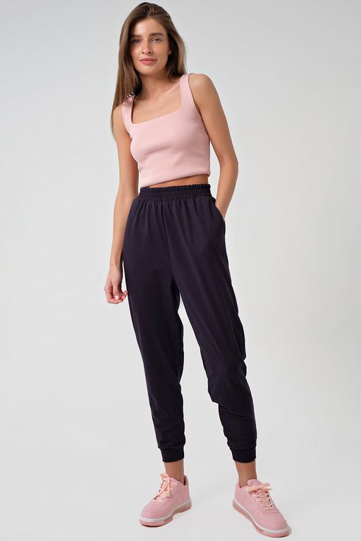 Джоггеры трикотажные на резинке синие - Fly фото 4