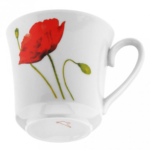 Кружка фарфоровая "Алый мак" 250мл, д8,5см, h9см, форма "Рассвет" (Россия)