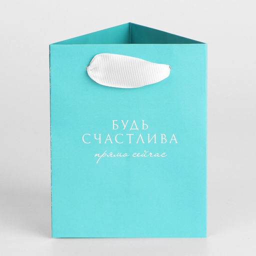 Пакет для цветов треугольный Будь счастлива, 12 х 8.3 х 9.6 см - Дарите счастье фото 3