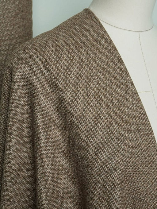 Шерсть пальтово-костюмная Твид Мелкая елочка цв.бежево-коричневый, ш.1.5м, шерсть-40%, п/э-60% - Купава фото 12