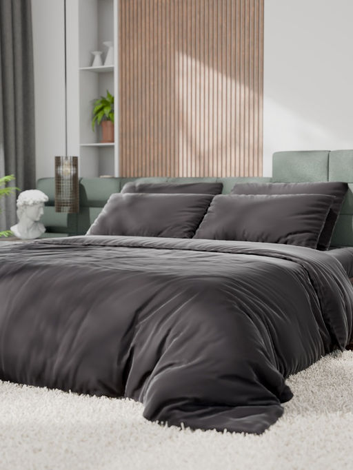 Постельное бельё 1.5-спальное «Этель», тенсель, чёрное