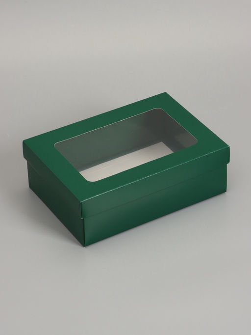 Цена за 5 шт. Коробка складная, крышка-дно, с окном, армейский зелёный, 24 х 17 х 8 см
