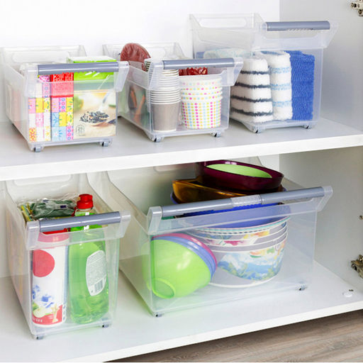 Контейнер хозяйственный для хранения пластмассовый 7л, 18х38х18,5см, на колесах, с ручкой (Россия)