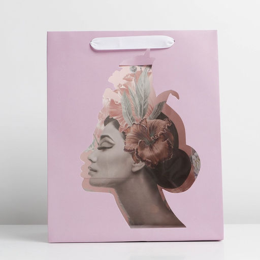 Цена за 2 шт. Пакет подарочный ламинированный с пластиковым окном, упаковка, «Лилия», 30.5 х 25 х 17.5 см