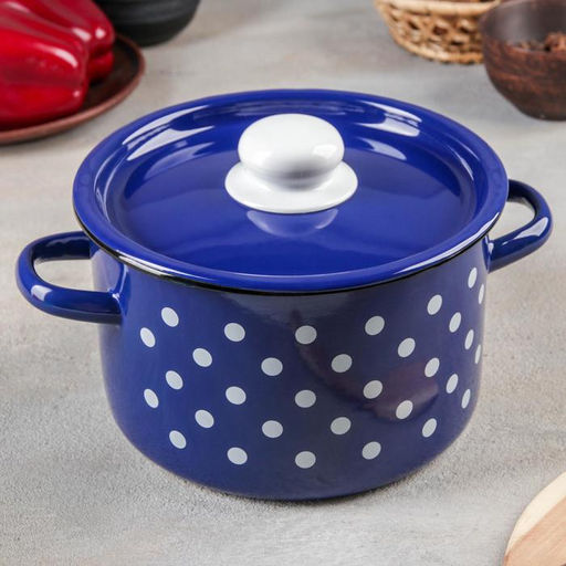 Кастрюля эмалированная «Рябина», 2.9 л, d=20 см, с крышкой, и, деколь, МИКС, ручка МИКС