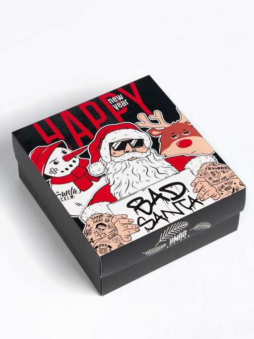 Новогодний подарочный набор термос и носки 3 пары KAFTAN Bad Santa, размер 41-44 (27-29 см)  фото 19