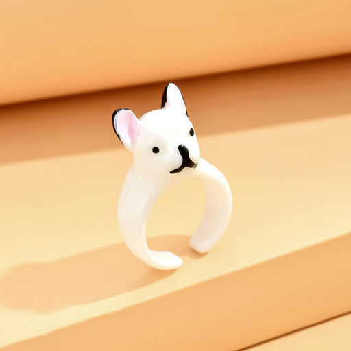 Кольцо акриловое GIRLY "Dog", white (d=1,7 см)