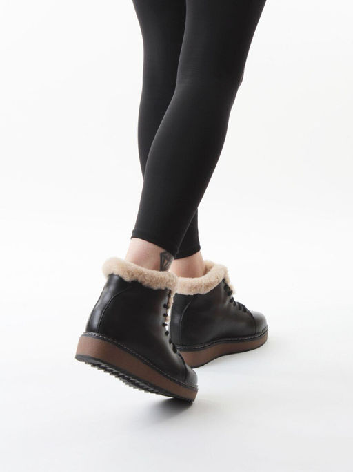 04-5606-1 BLACK Ботинки зимние женские (натуральная кожа, 100% шерсть)
