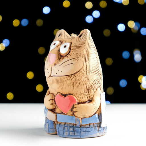 Колокольчик Котик с сердцем, керамика, микс - Simaland фото 3