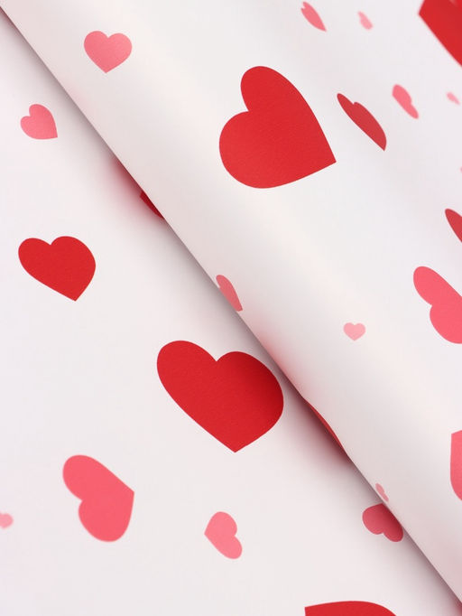 Цена за 20 шт. Пленка для цветов, «Сердца на белом», красная, 57×57 см