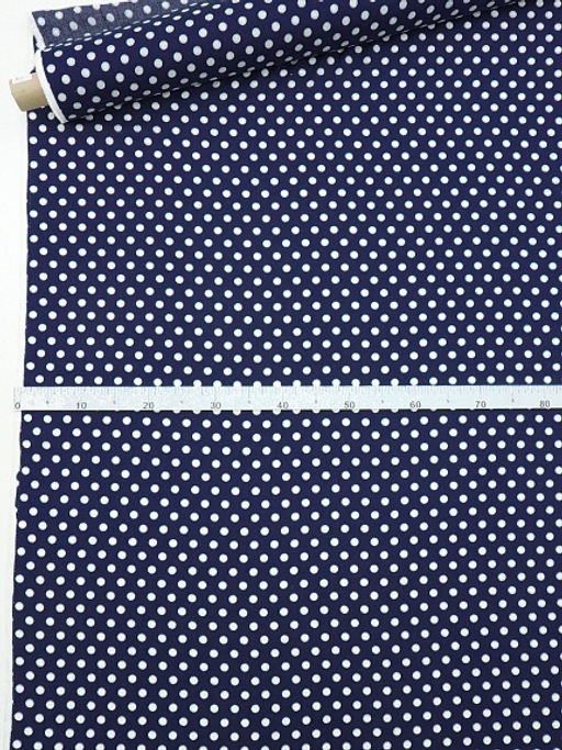 Штапель Белый горох (11мм) цв.чернильно-синий, ш.1.45м, вискоза-100%, 95гр/м.кв - Купава фото 11