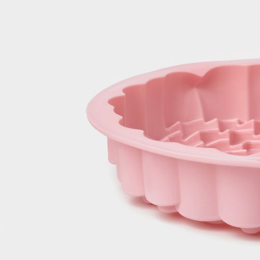 Форма для выпечки Доляна «Хризантема», силикон, d=22 см, розовая