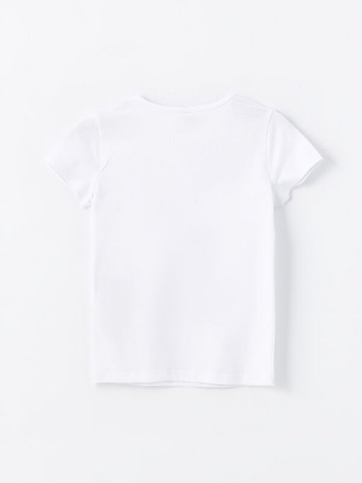 Bisiklet Yaka Bask?l? K?sa Kollu K?z ?ocuk Ti??rt - Waikiki фото 2