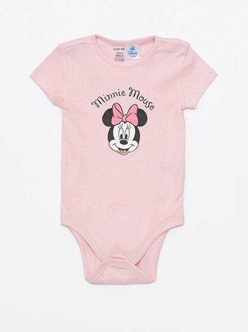 Bisiklet Yaka K?sa Kollu Minnie Mouse Bask?l? K?z Bebek ??t??tl? Body 2li - Waikiki фото 3