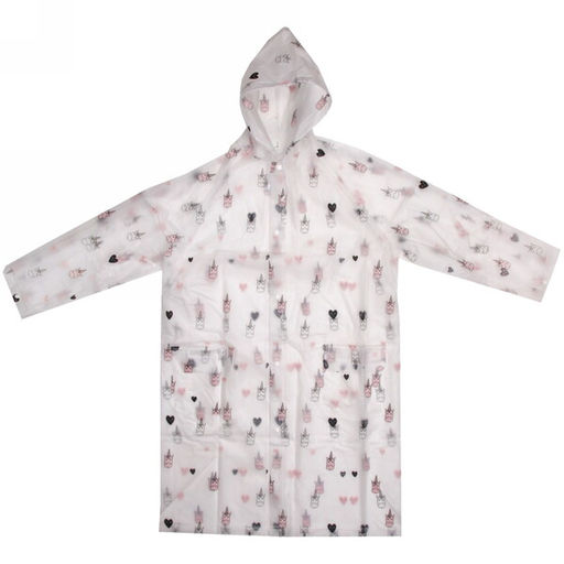 Дождевик-плащ "Единороги" с капюшоном и завязками, на кнопках 120 Мкрн 115*65см р-р M ДоброСад