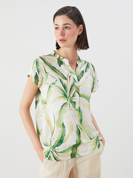 Ka??k Yaka ?i?ekli Bluz