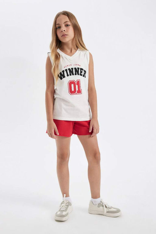 Тканые шорты с маркировкой для девочек - Defacto фото 2